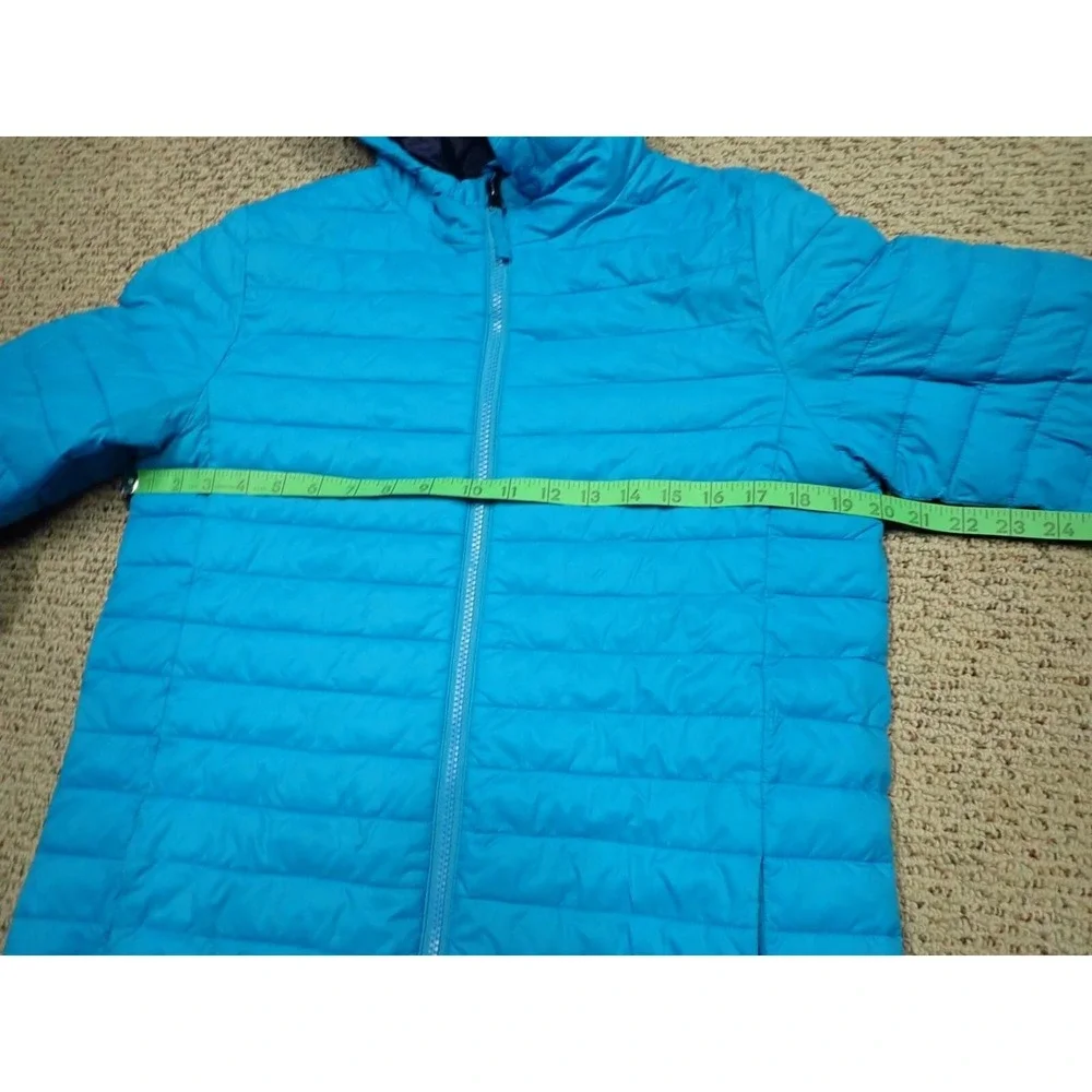 Lands End Puffer Jacket Girls XL 18-20 Blue Excellent Primaloft Hooded Outerwear